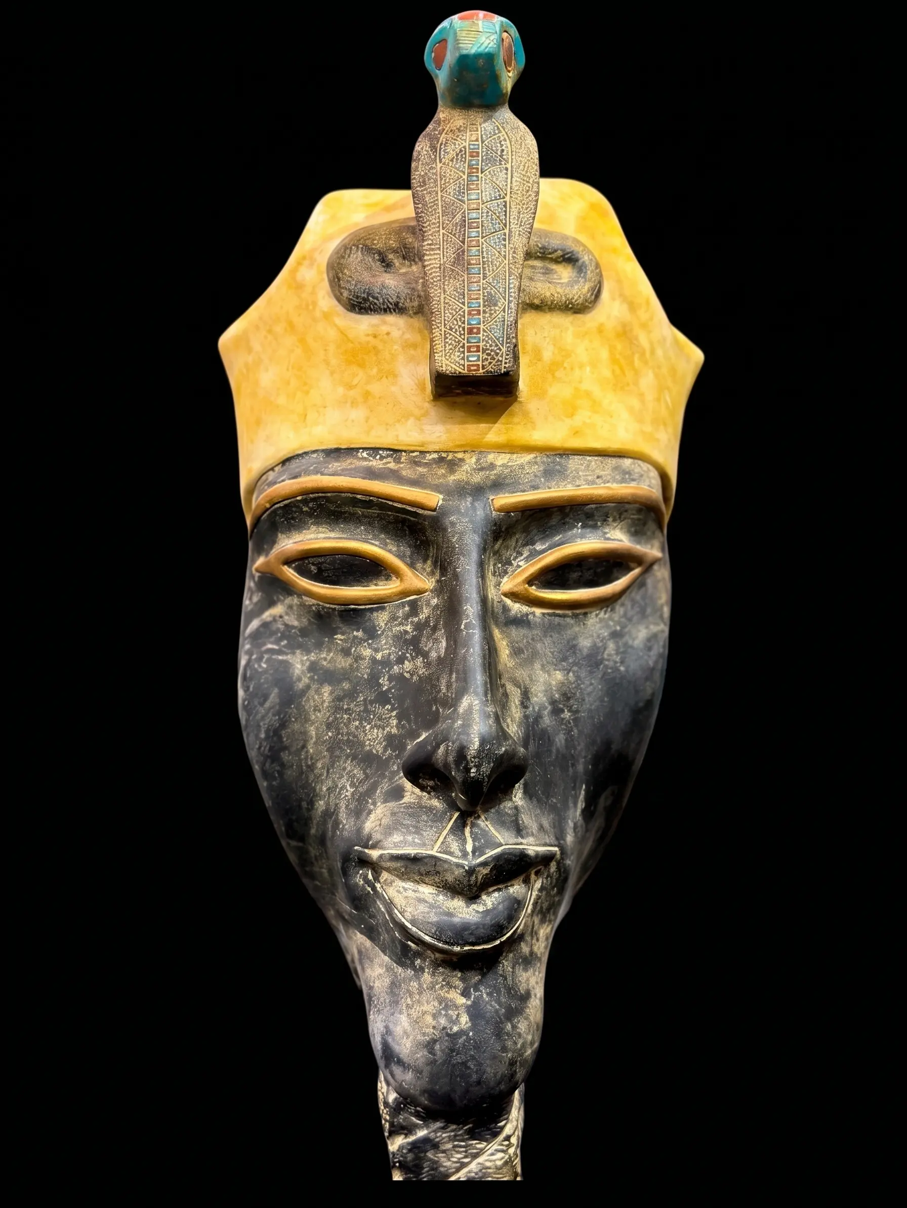Akhenaten Hanging Mask, Egyptian Mythology Sculpture, Museum Replica