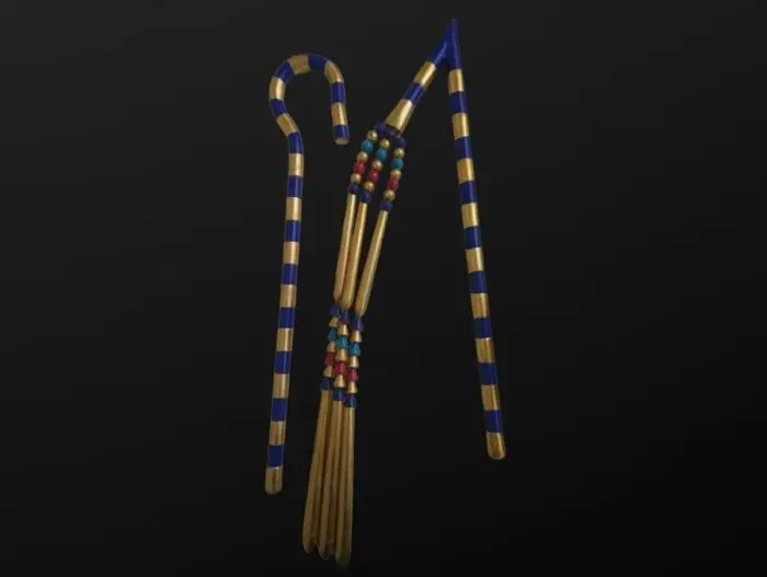 Egyptian Crook and Flail Set, Symbol of Sovereignty, Museum Art Replica Egyptian Crook and Flail Set, Symbol of Sovereignty, Museum Art Replica - Image 1