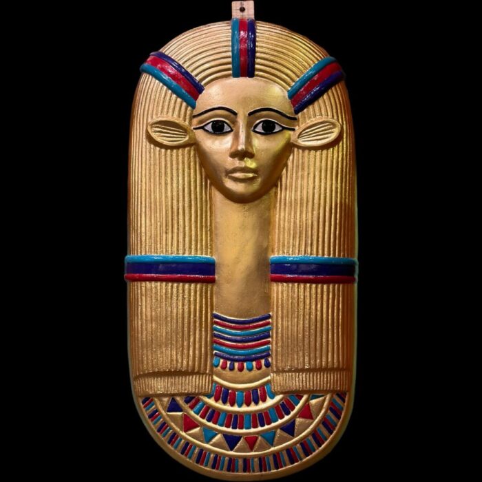 Gold Leaf Hathor Mask, Egyptian Goddess Sculpture, Made in Egypt