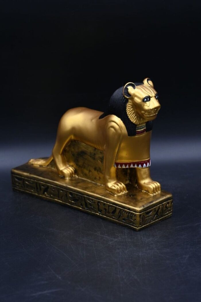 Gold Leaf Sekhmet Statue: Egyptian Lioness Goddess Replica