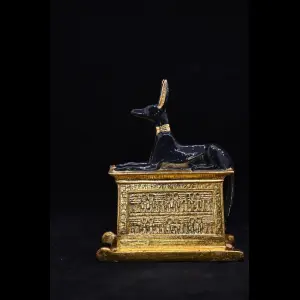 Gold Leaf Anubis Stone Statue