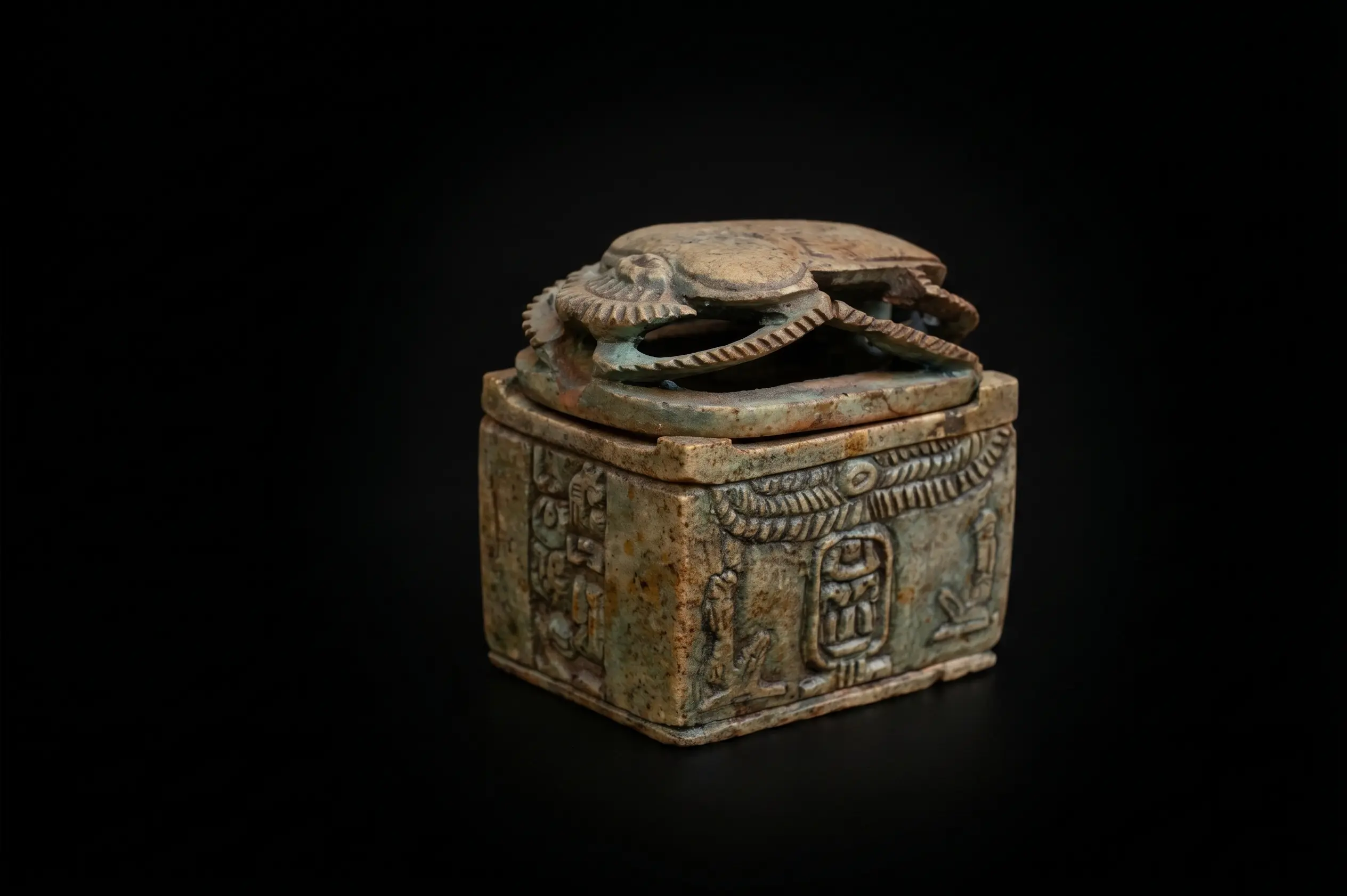 Hand Carved Stone Scarab Box – Egyptian Jewelry Box Replica