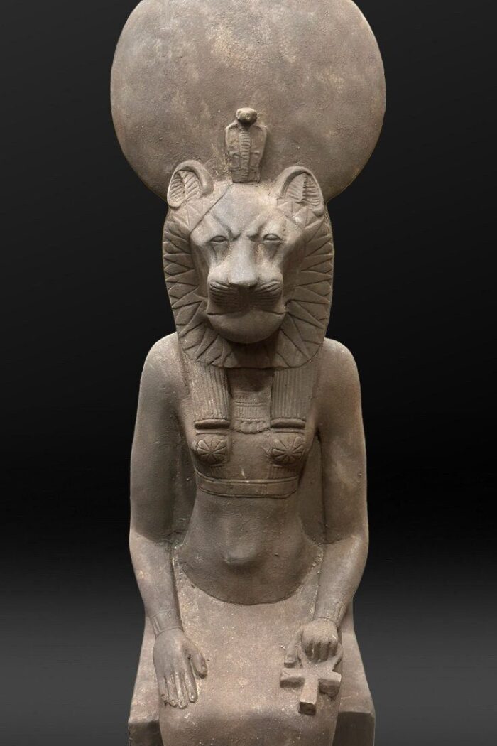 Handcrafted Basalt Sekhmet Statue, Egyptian Goddess of War
