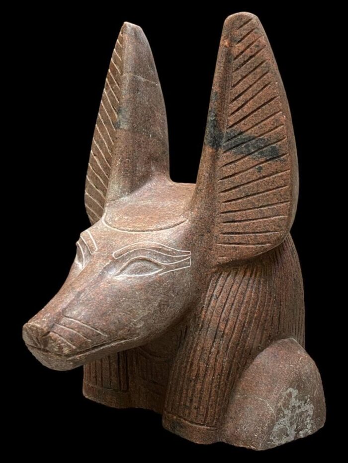Red Granite Anubis Statue, Egyptian God Replica