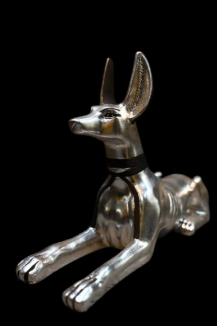 Silver Leaf Anubis Statue – Egyptian God of Mummification, Replica