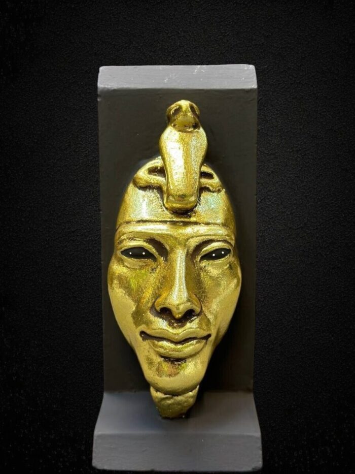 Akhenaten Mask, Egyptian Antique Replica, Gold Leaf Statue