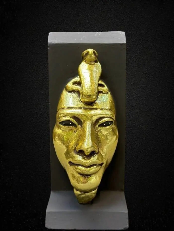 akhenaten-mask-egyptian-antique-replica-gold-leaf-statue-1-700x933 Akhenaten Mask, Egyptian Antique Replica, Gold Leaf Statue - Image 1