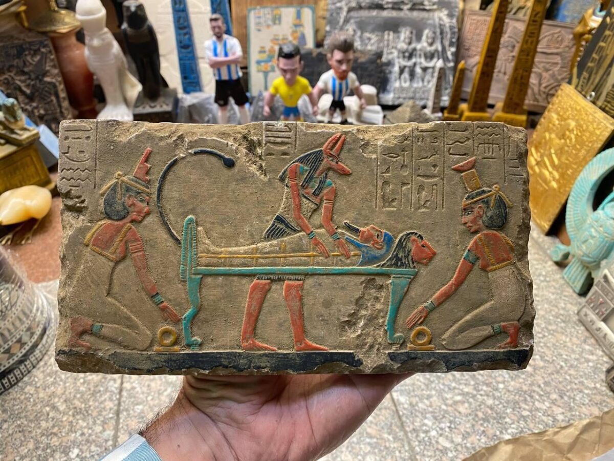Ancient Egyptian Anubis Wall Relief Painting Anubis Jackal Wall Relief