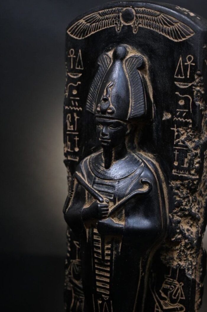 Black Basalt Osiris Sculpture, Ancient Egyptian God Statue
