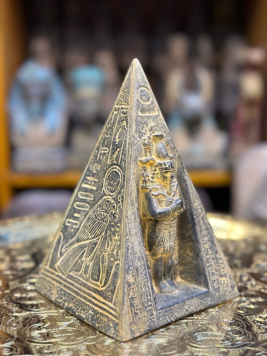 Egyptian Black Stone Pyramid – Handcrafted Horus Monument Black Stone Horus Pyramid