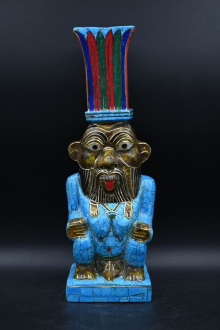 Egyptian God Bes Statue: Gemstone Home Decor