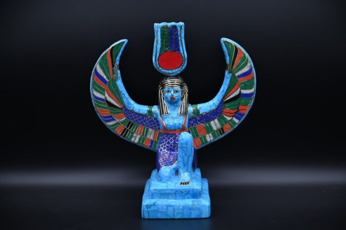 Egyptian Goddess Isis Statue, Gemstone Home Decor Replica