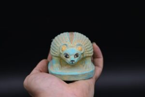 Turquoise Hedgehog Statue – Handmade Egyptian Art