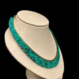 Egyptian Malachite Necklace - Gold Plated Brass - صورة إضافية 2