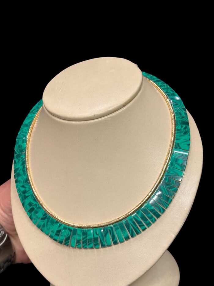 Egyptian Malachite Necklace - Gold Plated Brass