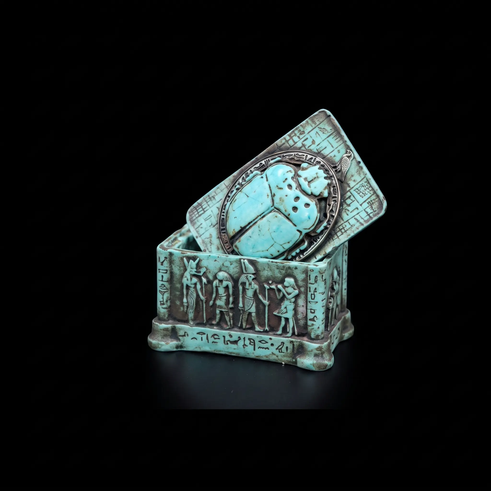 Egyptian Scarab Box, Good Luck Stone Replica