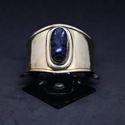 Brass Lapis Scarab Bracelet