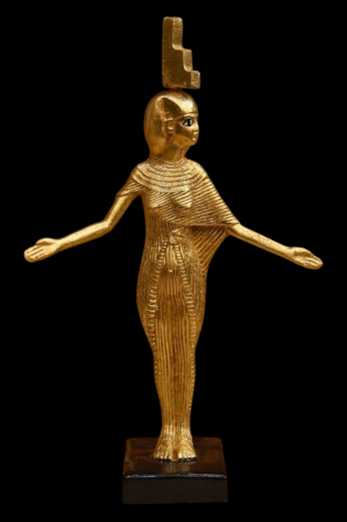 Gold Leaf Isis Statue - Egyptian Goddess Sculpture, Handcraft Antique Decor