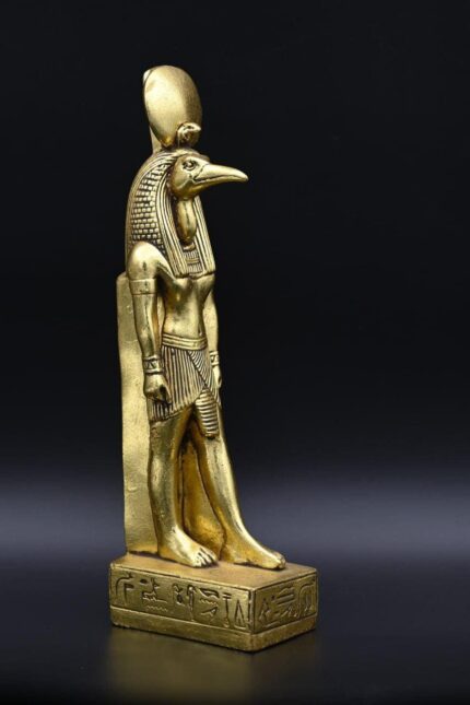 Gold Leaf Thoth Statue: Egyptian God of Wisdom Decor