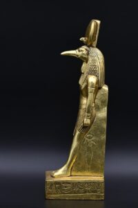 Gold Leaf Thoth Statue: Egyptian God of Wisdom Decor - صورة إضافية 2