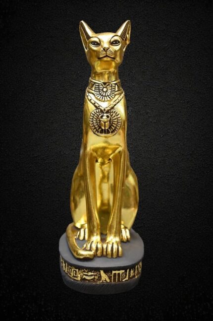 golden-bastet-statue-egyptian-goddess-of-protection-replica-1-430x647 Golden Bastet Statue, Egyptian Goddess of Protection, Replica - Image 1