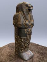 Hand Carved Basalt Sekhmet Sarcophagus, Ancient Egyptian Goddess Replica - صورة إضافية 3