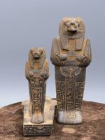 Hand Carved Basalt Sekhmet Sarcophagus, Ancient Egyptian Goddess Replica - صورة إضافية 9