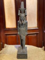 Hand-Carved Basalt Statue: Egyptian God Nefertem, Deity of Beauty & Healing