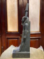 Hand-Carved Basalt Statue: Egyptian God Nefertem, Deity of Beauty & Healing