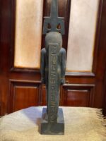 Hand-Carved Basalt Statue: Egyptian God Nefertem, Deity of Beauty & Healing