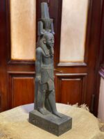Hand-Carved Basalt Statue: Egyptian God Nefertem, Deity of Beauty & Healing