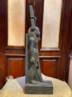 Hand-Carved Basalt Statue: Egyptian God Nefertem, Deity of Beauty & Healing