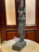 Hand-Carved Basalt Statue: Egyptian God Nefertem, Deity of Beauty & Healing