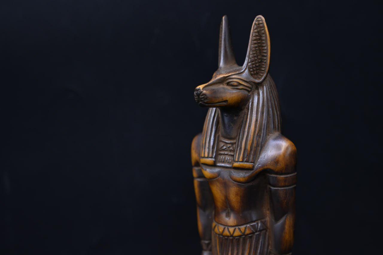 Handcrafted Anubis Statue: Egyptian God of Protection, Brown Stone (23cm) 23 cm Brown Stone Anubis Statue
