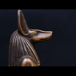 Handcrafted Anubis Statue: Egyptian God of Protection, Brown Stone (23cm)