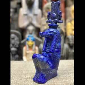 Handcrafted Lapis Lazuli Sobek Statue – Egyptian Crocodile God Art (33 cm)