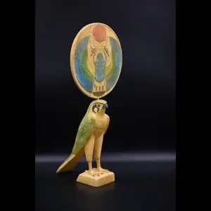 Horus Winged Scarab Limestone Statue