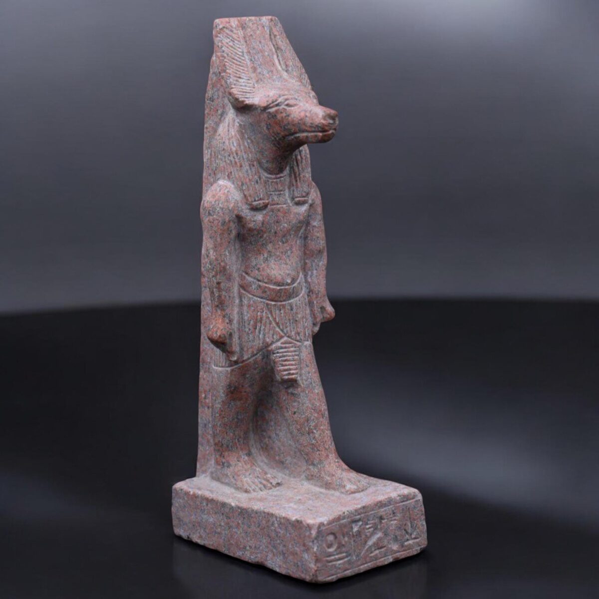 Handcrafted Red Granite Anubis Statue - Egyptian God of Afterlife (30cm) 30 cm Red Granite Anubis Statue
