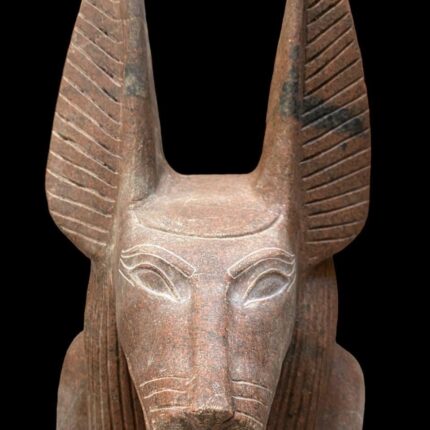 Red Granite Anubis Statue