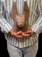 Red Granite Anubis Statue