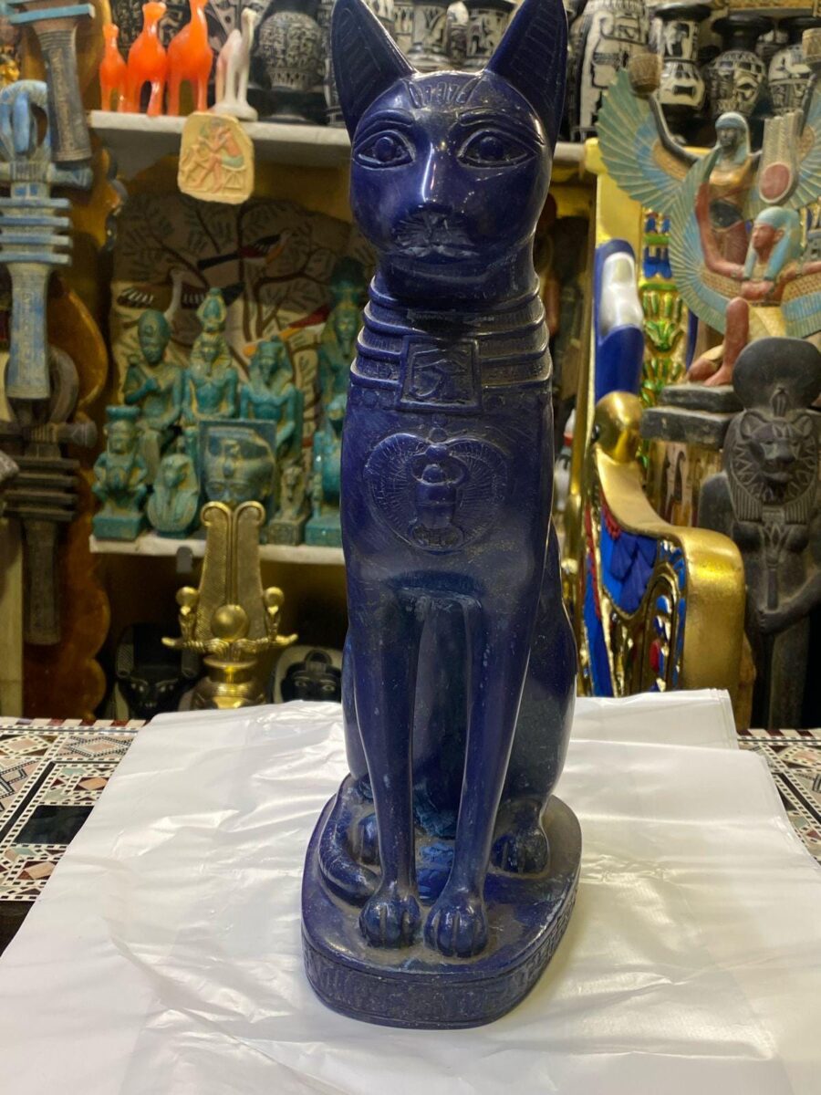 Gemstone Inlaid Bastet Statue
