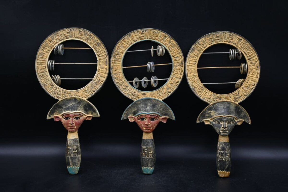 Hathor Sistrum: Egyptian Religious Instrument Replica Hathor Sistrum