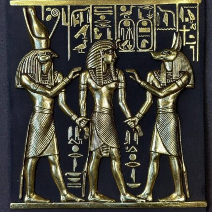 Horus, Anubis & King Tut Relief: Handmade Egyptian Antique Replica