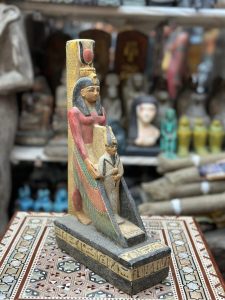 Isis and Osiris Statue, Egyptian Limestone Sculpture, Goddess of Protection - صورة إضافية 3