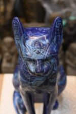 Lapis Lazuli Cat Bastet Statue, Egyptian Goddess Carving