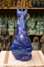 Lapis Lazuli Cat Bastet Statue, Egyptian Goddess Carving