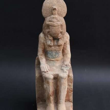 Limestone Khepri Statue: Egyptian Scarab God Sculpture