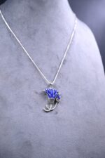 Silver Lotus Lapis Lazuli Pendant