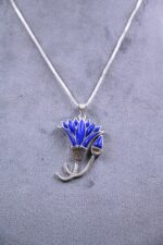 Silver Lotus Lapis Lazuli Pendant