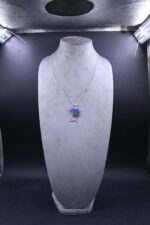 Silver Lotus Lapis Lazuli Pendant